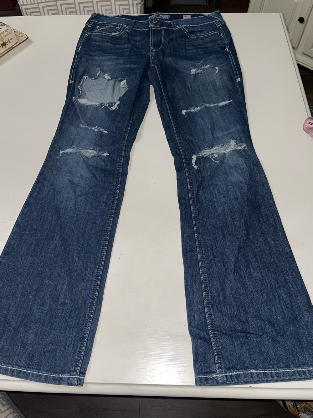 Ariat FR Cat 2 distressed mid rise boot jeans 30 R